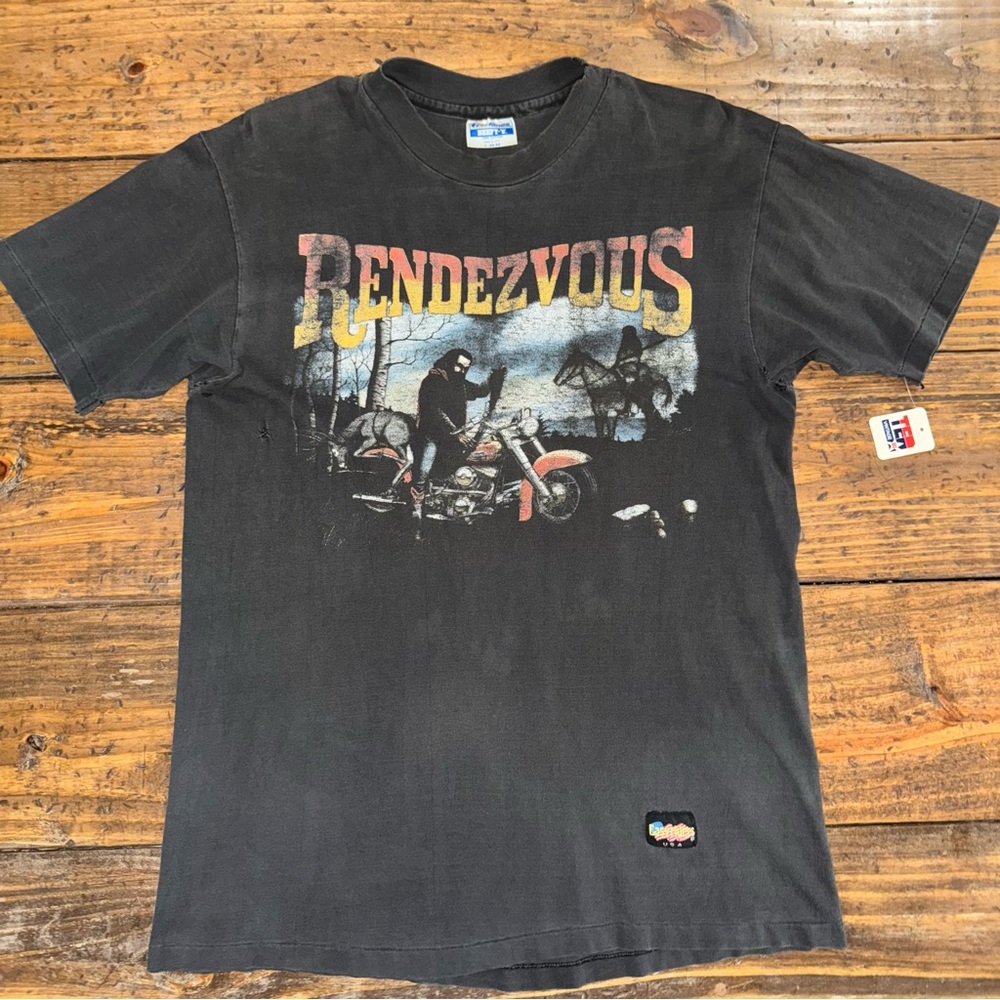 Vintage Early 90’s Rendezvous Easyriders USA Motorcycle Shirt Faded Distressed L